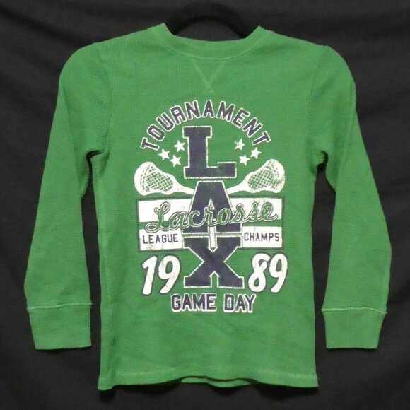 CHILDREN'S PLACE | medium 7/8 | Green Waffle Knit Long Sleeve Graphic Shirt - Picture 2 of 16